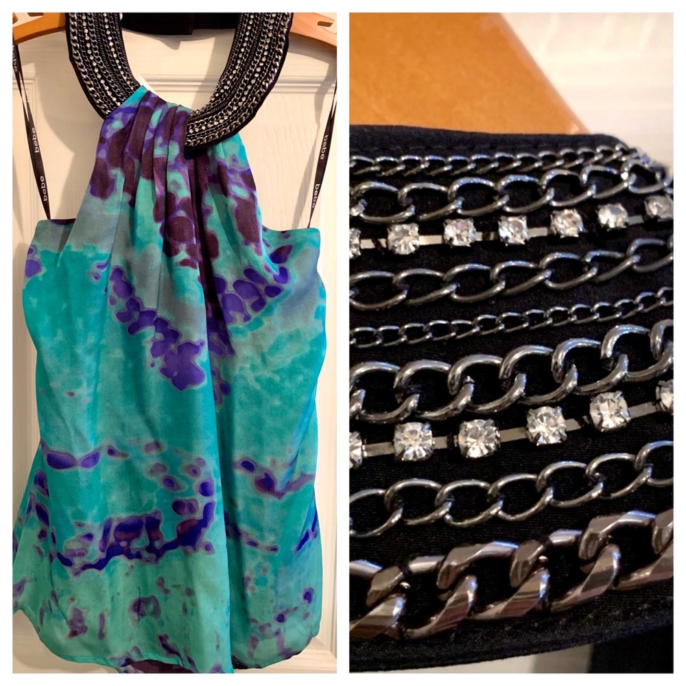 Bebe Printed Wrap Around Halter